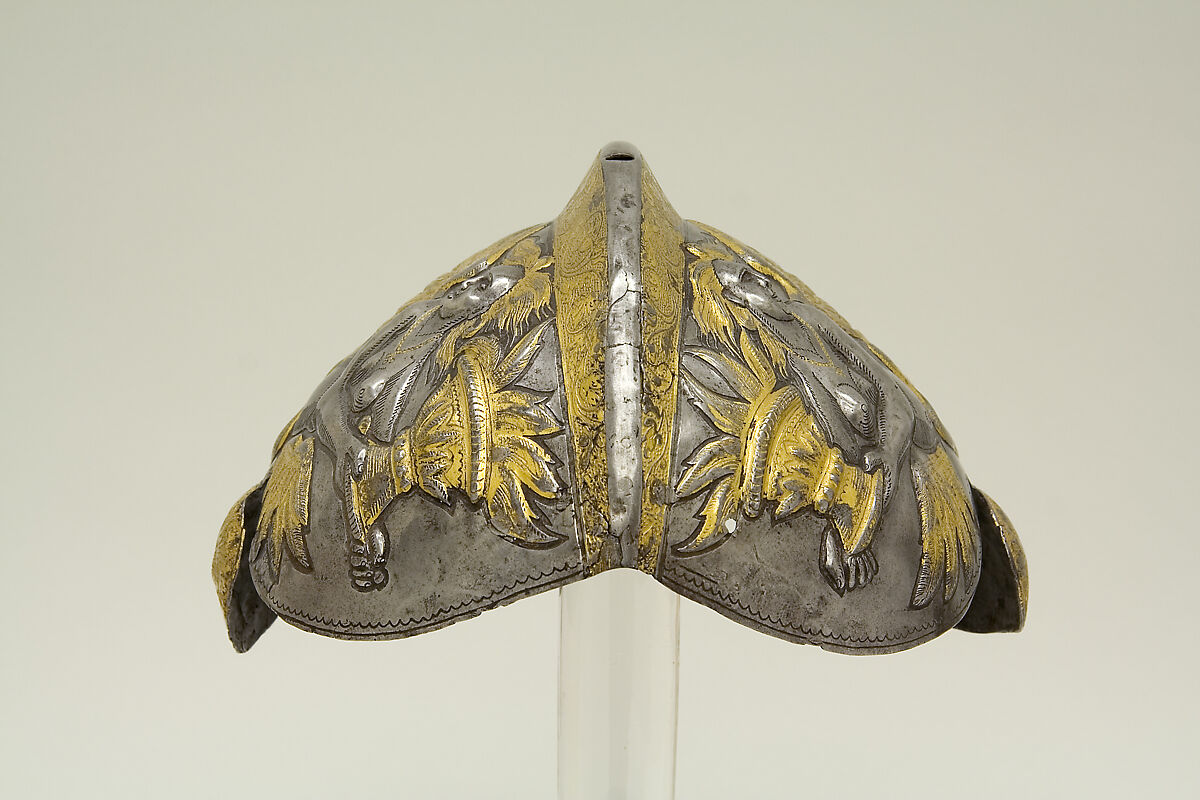 Reinforce for a Helmet (Gupfe), Mattheus Frauenpreis the Elder (German, Augsburg, recorded 1510–49), Steel, gold, German, Augsburg