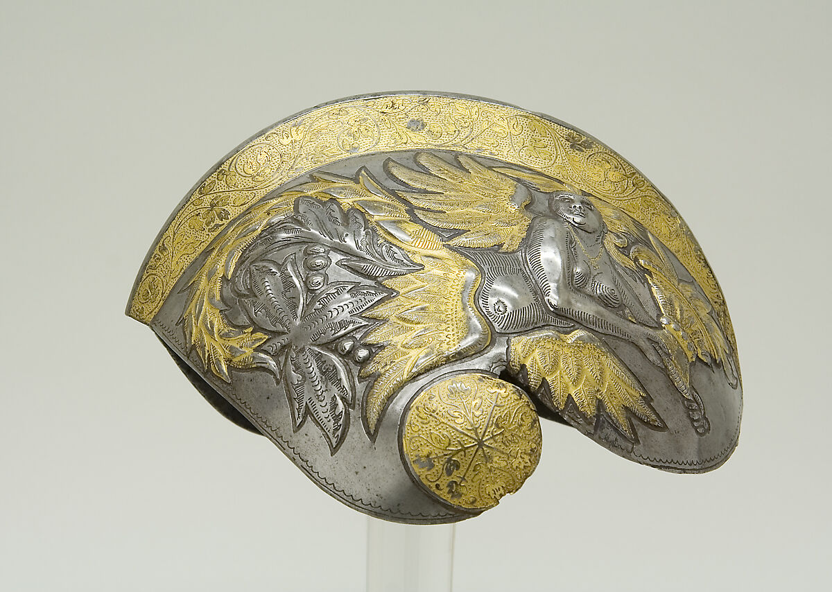 Reinforce for a Helmet (Gupfe), Mattheus Frauenpreis the Elder (German, Augsburg, recorded 1510–49), Steel, gold, German, Augsburg