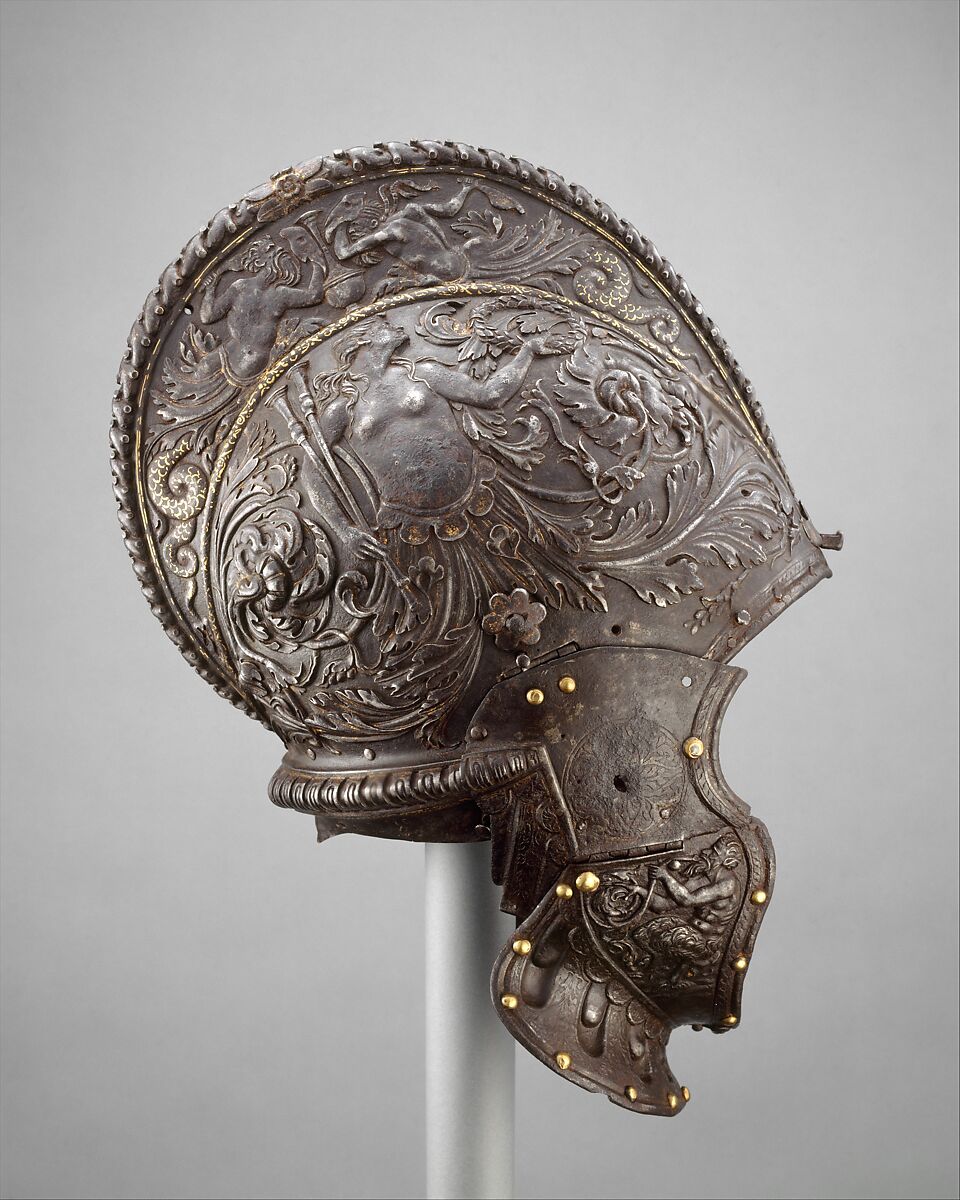 Burgonet, Steel, gold, Italian, Milan