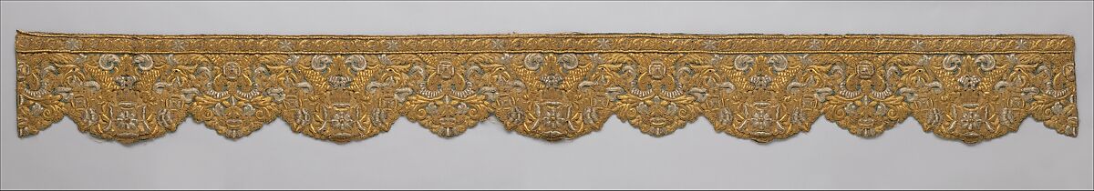 Border, Silk and metal thread, French 