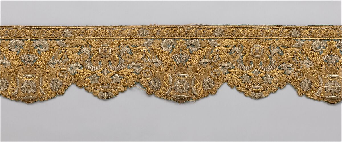 Border, Silk and metal thread, French
