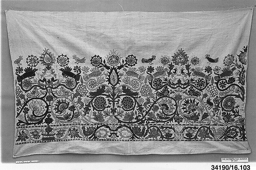Part of a dress border, Silk on linen, Greek, Crete 