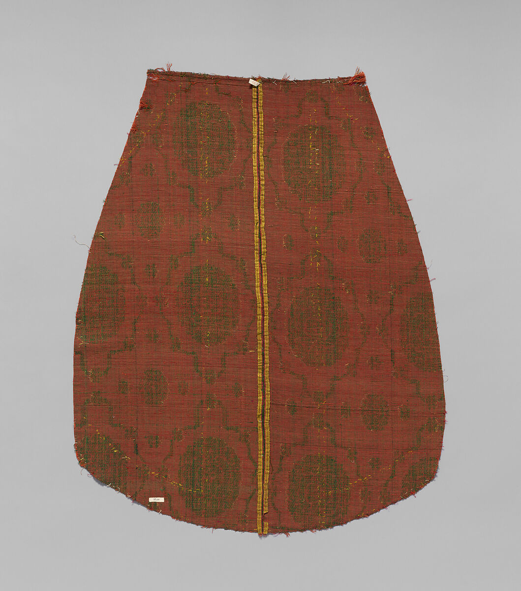 Green and Crimson Cut Voided Satin Velvet, Silk, metal thread, cotton, Italian