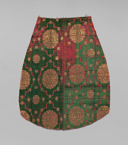 Green and Crimson Cut Voided Satin Velvet