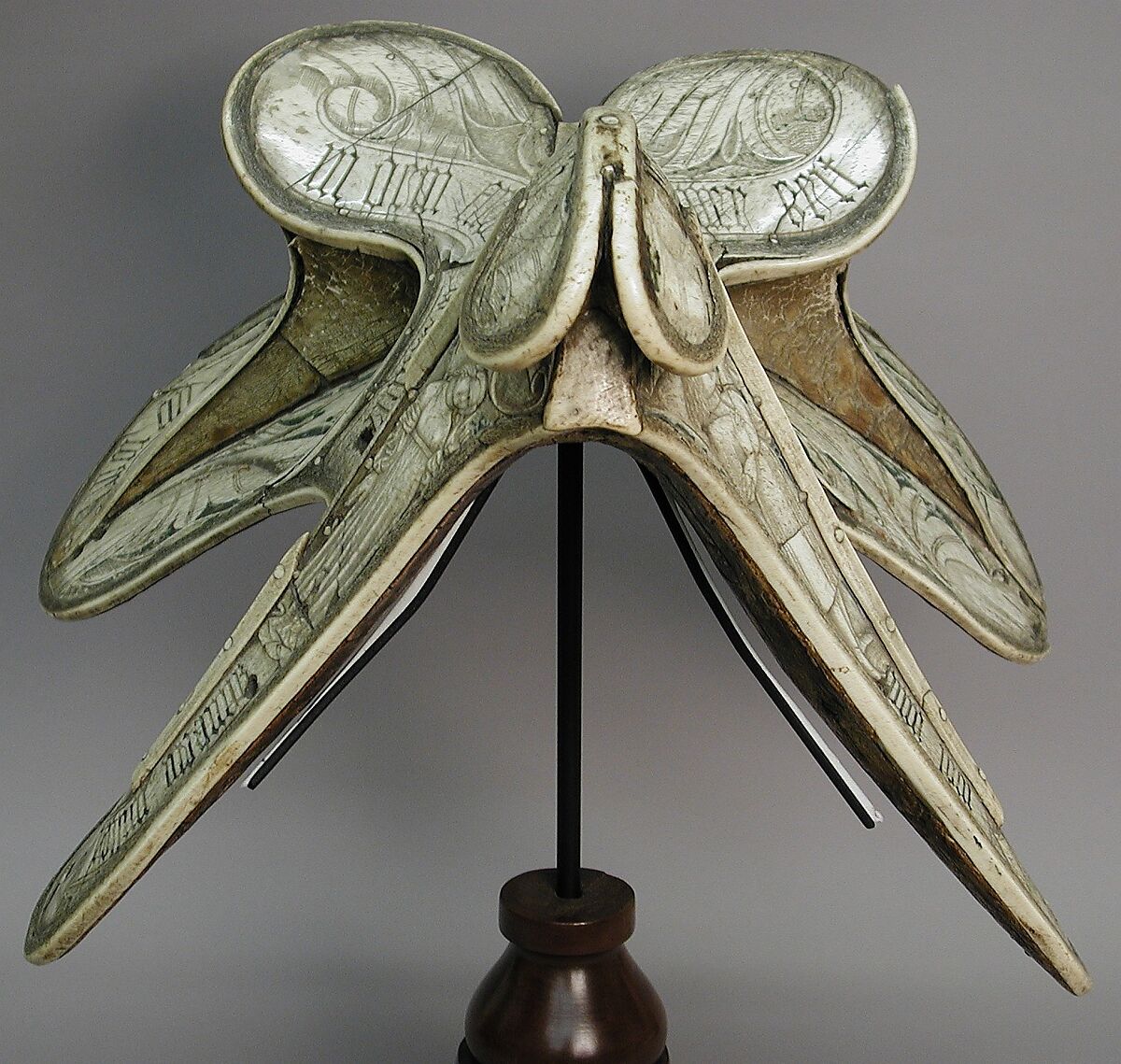 Parade Saddle, Bone, polychromy, wood, birch bark, German or Tyrolean