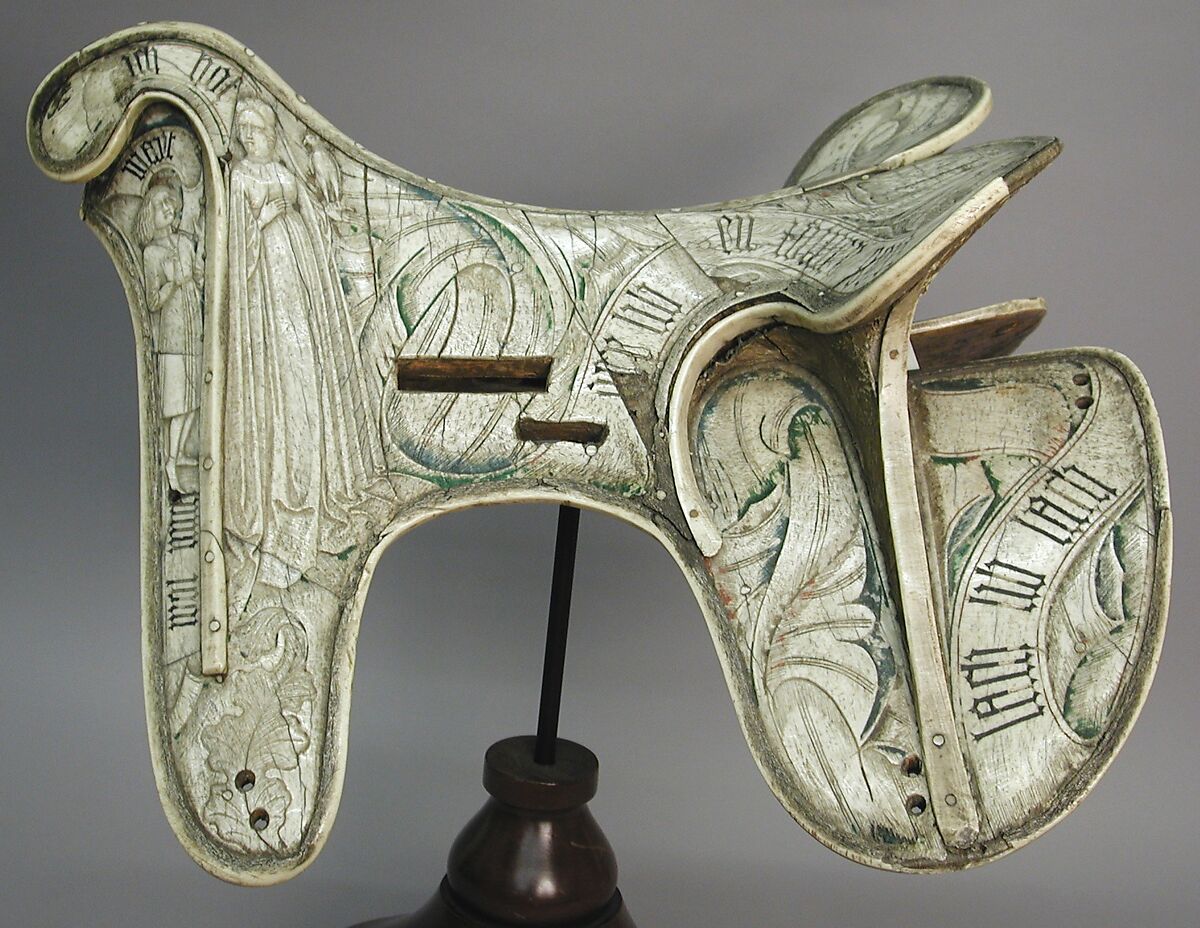 Parade Saddle, Bone, polychromy, wood, birch bark, German or Tyrolean