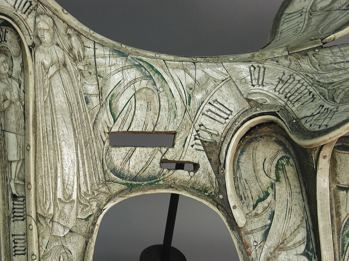 Parade Saddle, Bone, polychromy, wood, birch bark, German or Tyrolean