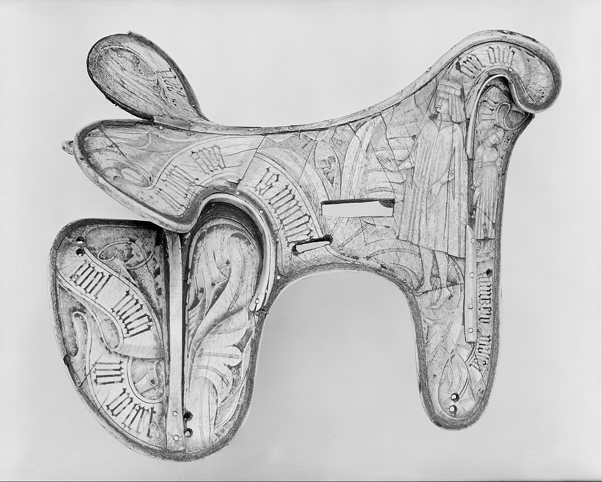 Parade Saddle, Bone, polychromy, wood, birch bark, German or Tyrolean