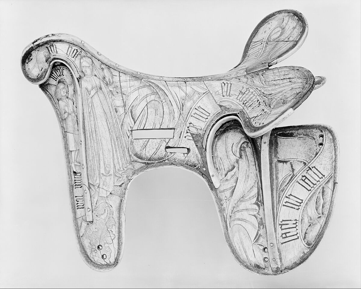 Parade Saddle, Bone, polychromy, wood, birch bark, German or Tyrolean