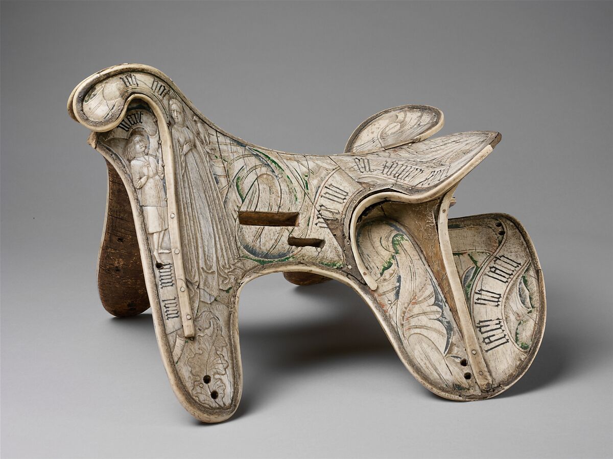 Parade Saddle, Bone, polychromy, wood, birch bark, German or Tyrolean 