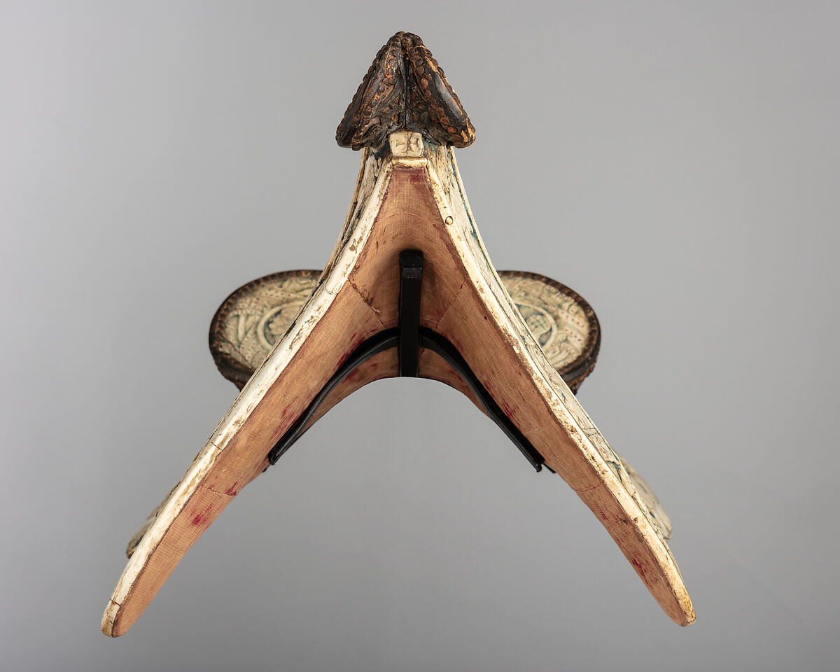 Parade Saddle, Bone, polychromy, wood, leather, iron alloy, German or Tyrolean