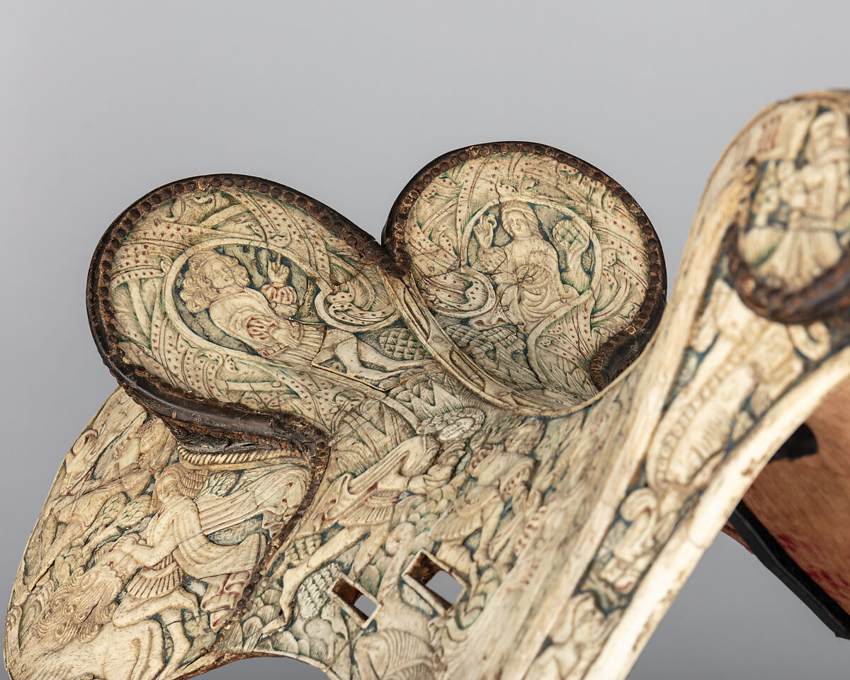 Parade Saddle, Bone, polychromy, wood, leather, iron alloy, German or Tyrolean