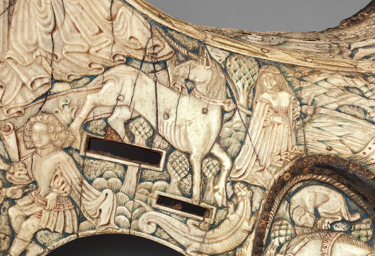 Parade Saddle, Bone, polychromy, wood, leather, iron alloy, German or Tyrolean