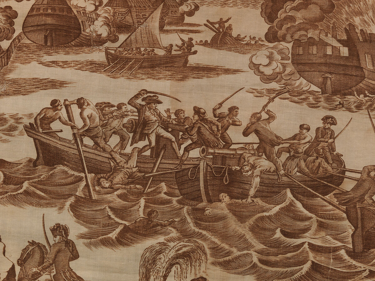 Pictorial print, Cotton wefts, linen warps, British