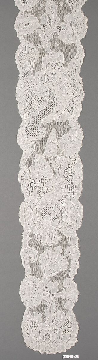 Lappet (one of a pair), Bobbin lace, Flemish 