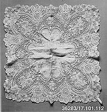 Handkerchief, Needle lace, Point de Gaze, Belgian, Brussels 