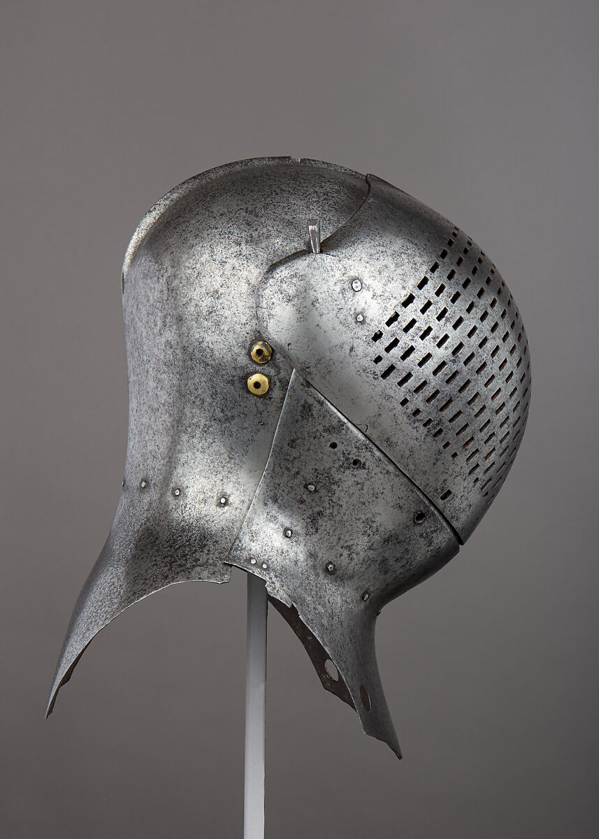 Foot-Combat Helm of Sir Giles Capel (1485–1556), Steel, possibly British
