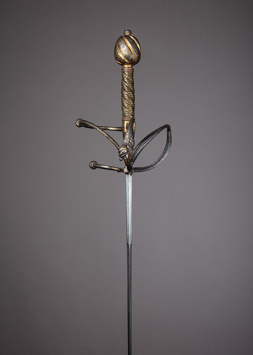 Rapier, Clemens Wopper (German, Solingen, active 17th century), Steel, gold, silver, brass, Italian; blade, German, Solingen
