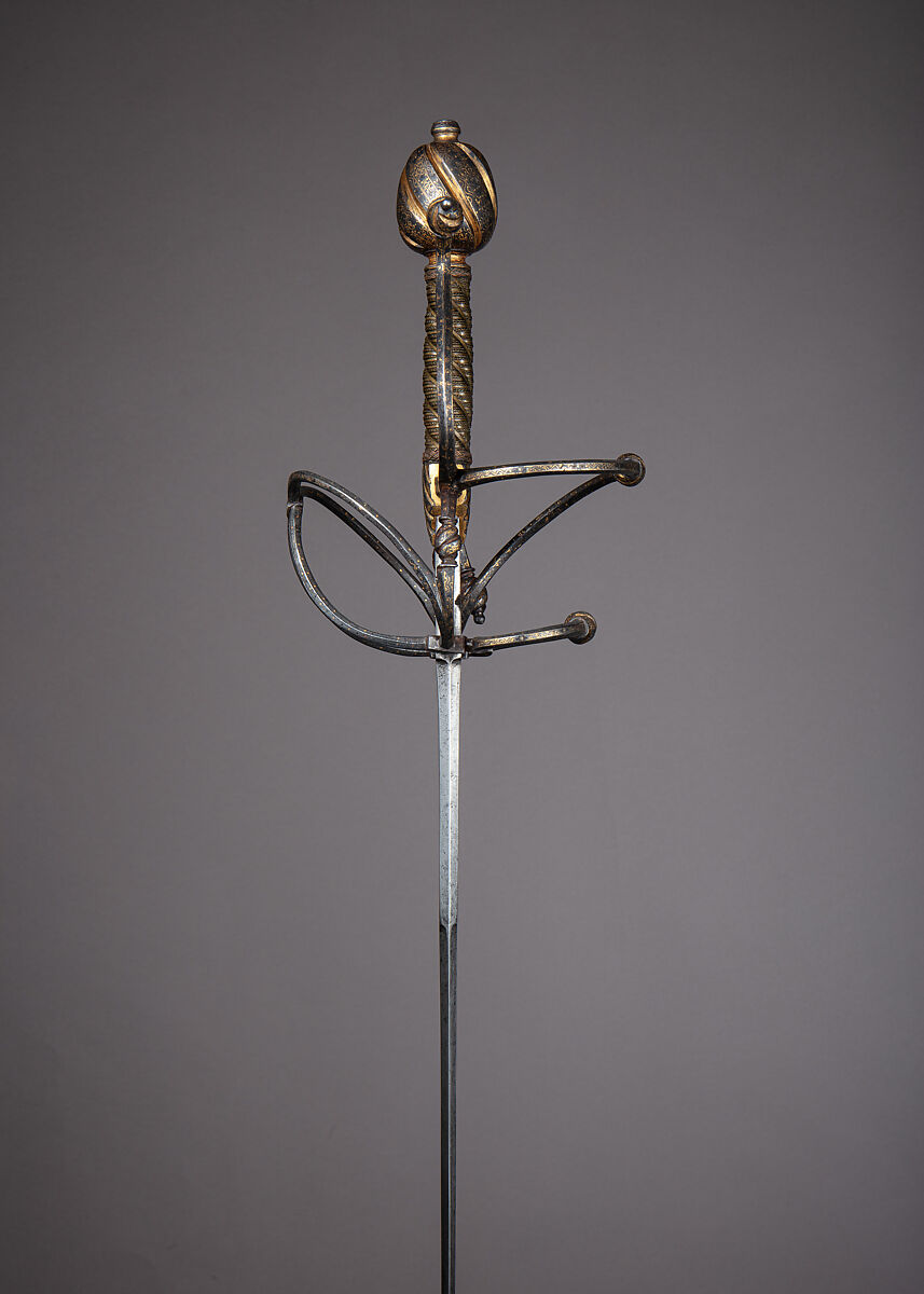 Rapier, Clemens Wopper (German, Solingen, active 17th century), Steel, gold, silver, brass, Italian; blade, German, Solingen