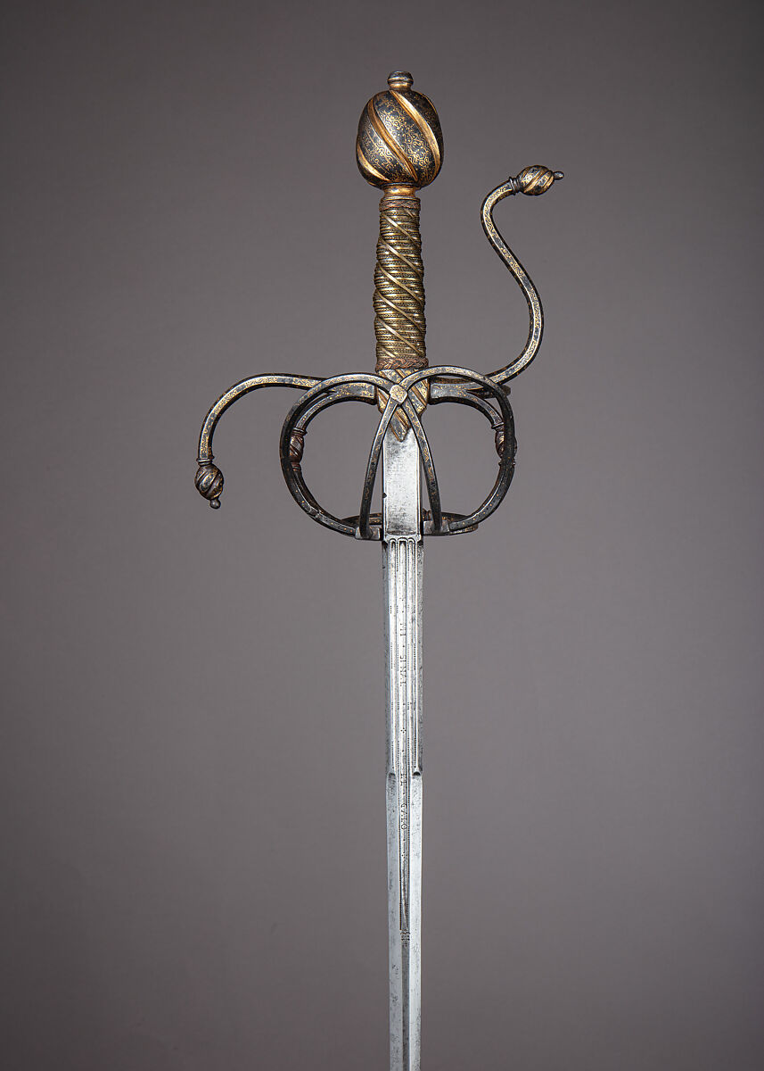 Rapier, Clemens Wopper (German, Solingen, active 17th century), Steel, gold, silver, brass, Italian; blade, German, Solingen