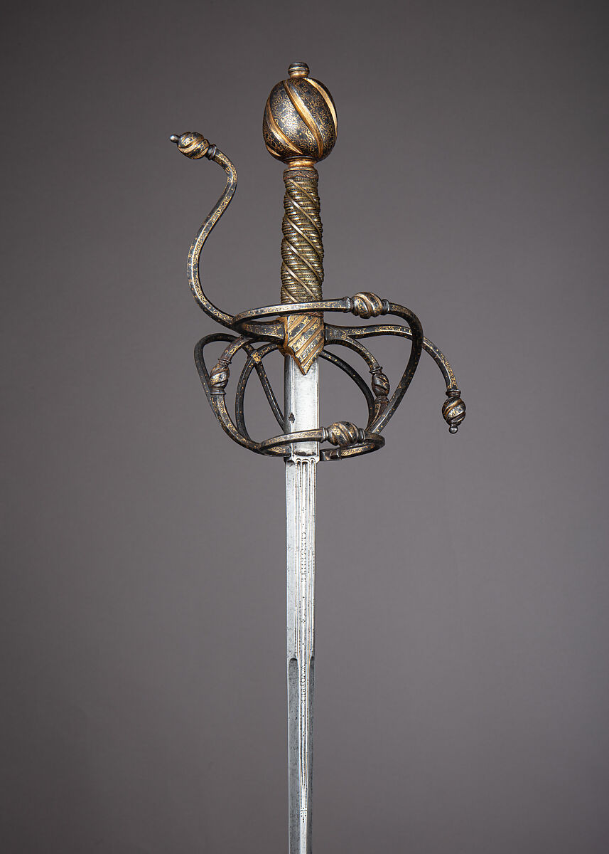 Rapier, Clemens Wopper (German, Solingen, active 17th century), Steel, gold, silver, brass, Italian; blade, German, Solingen