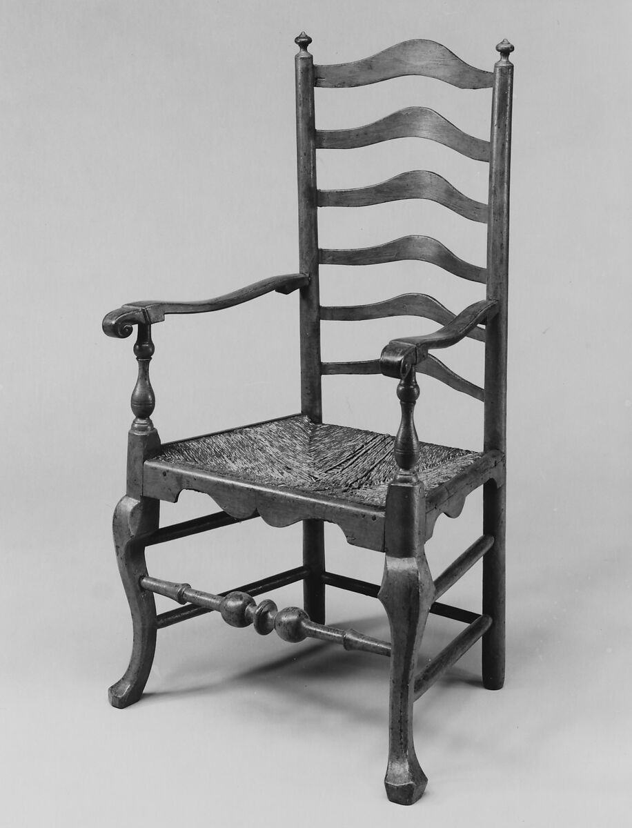 Armchair, Attributed to the Workshop of Solomon Fussell (active ca. 1726–50), Painted maple; rush (modern), American