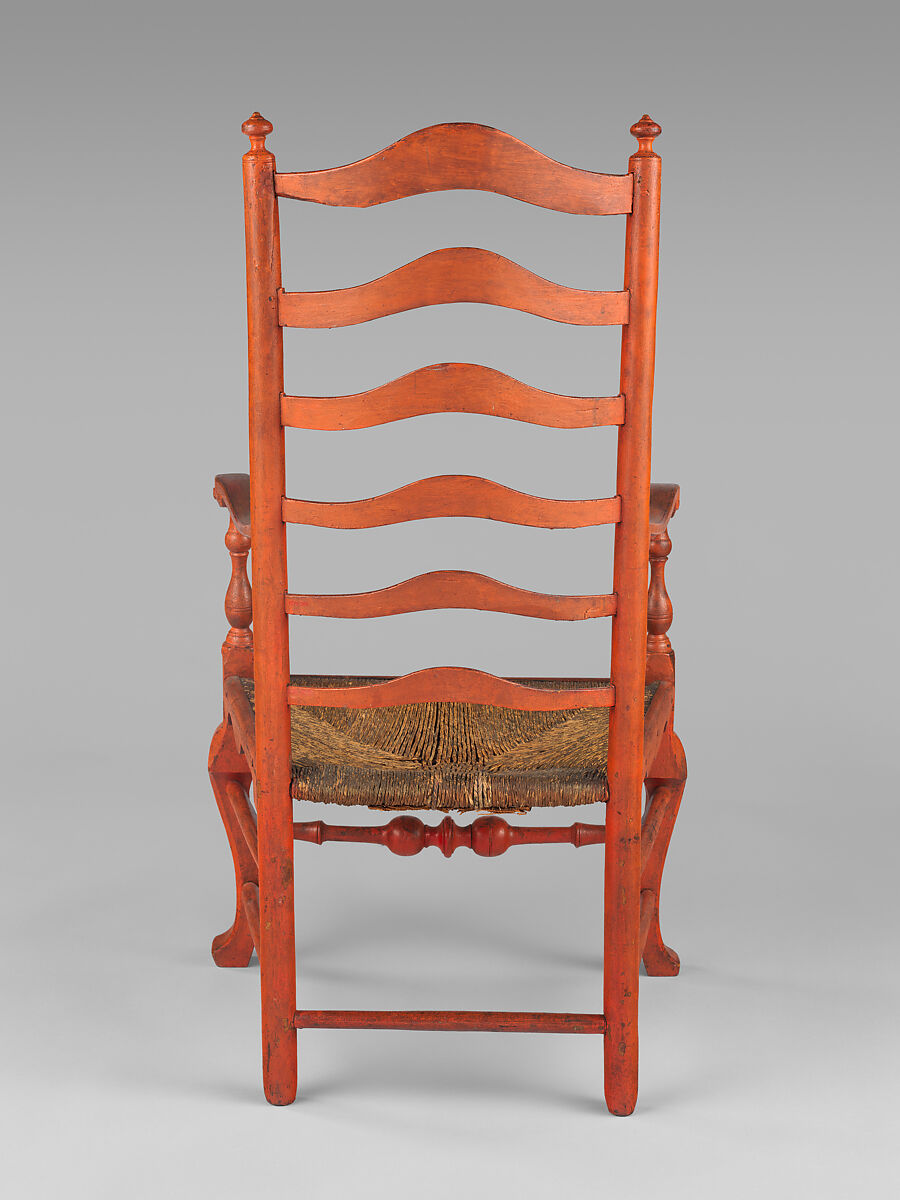 Armchair, Attributed to the Workshop of Solomon Fussell (active ca. 1726–50), Painted maple; rush (modern), American