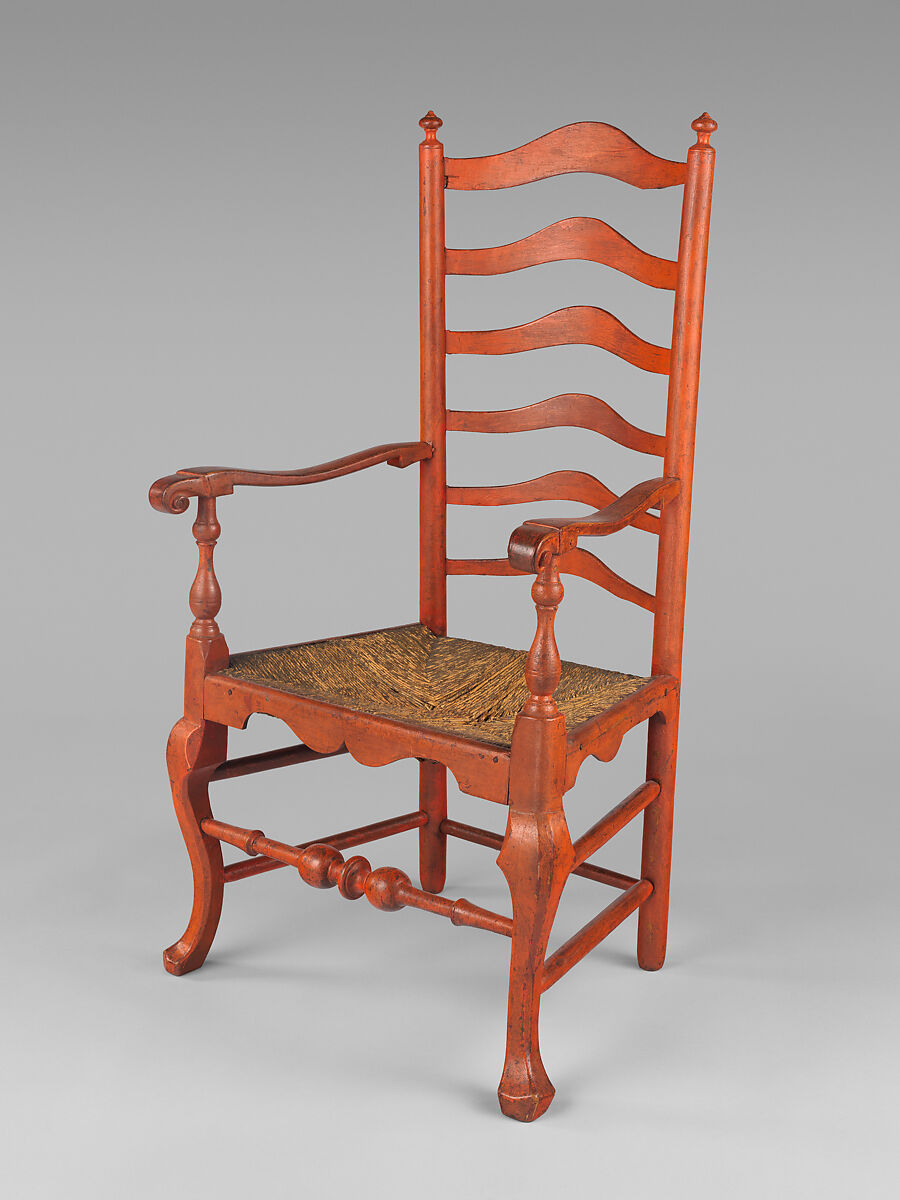 Armchair, Attributed to the Workshop of Solomon Fussell (active ca. 1726–50), Painted maple; rush (modern), American