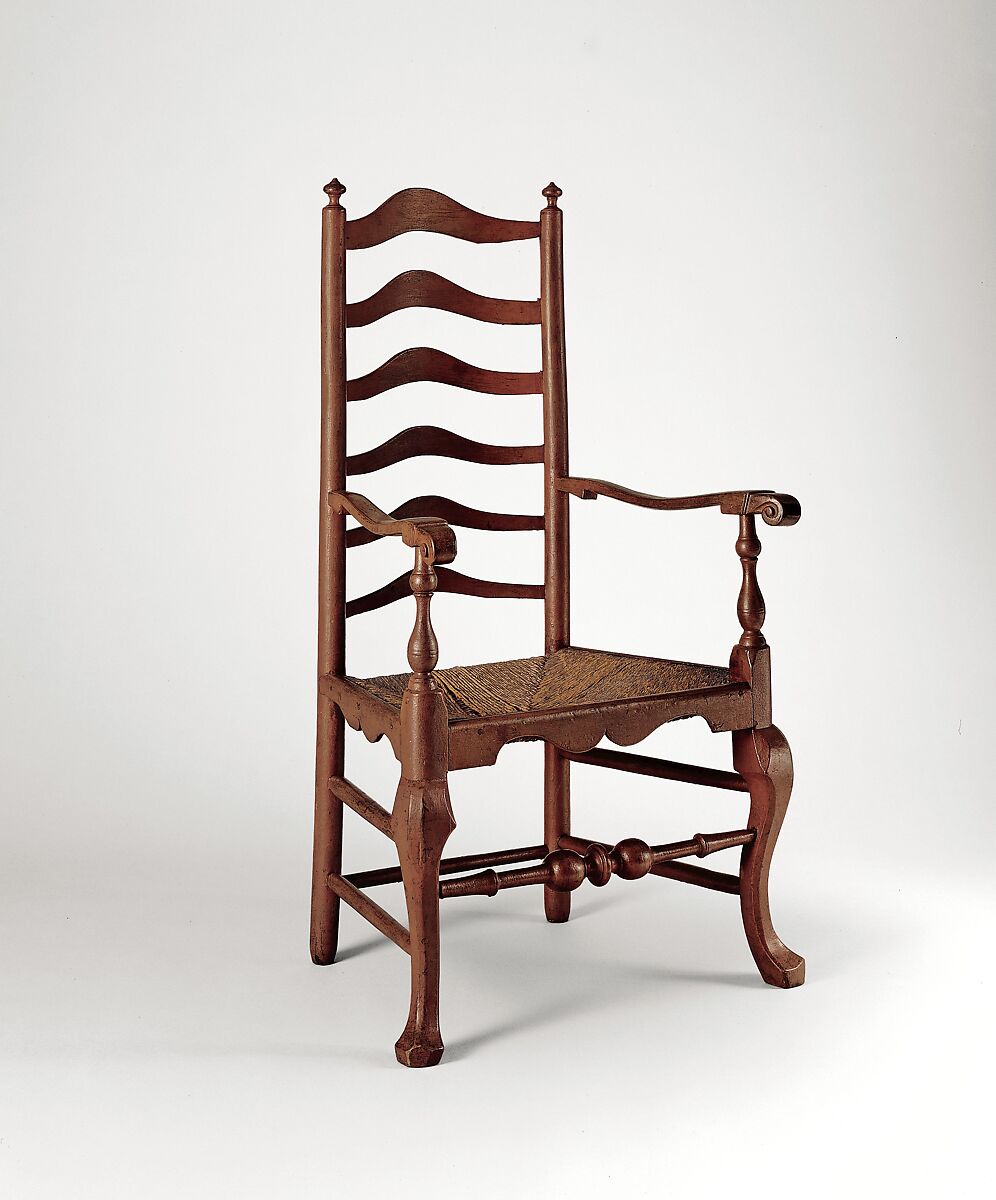 Armchair, Attributed to the Workshop of Solomon Fussell (active ca. 1726–50), Painted maple; rush (modern), American
