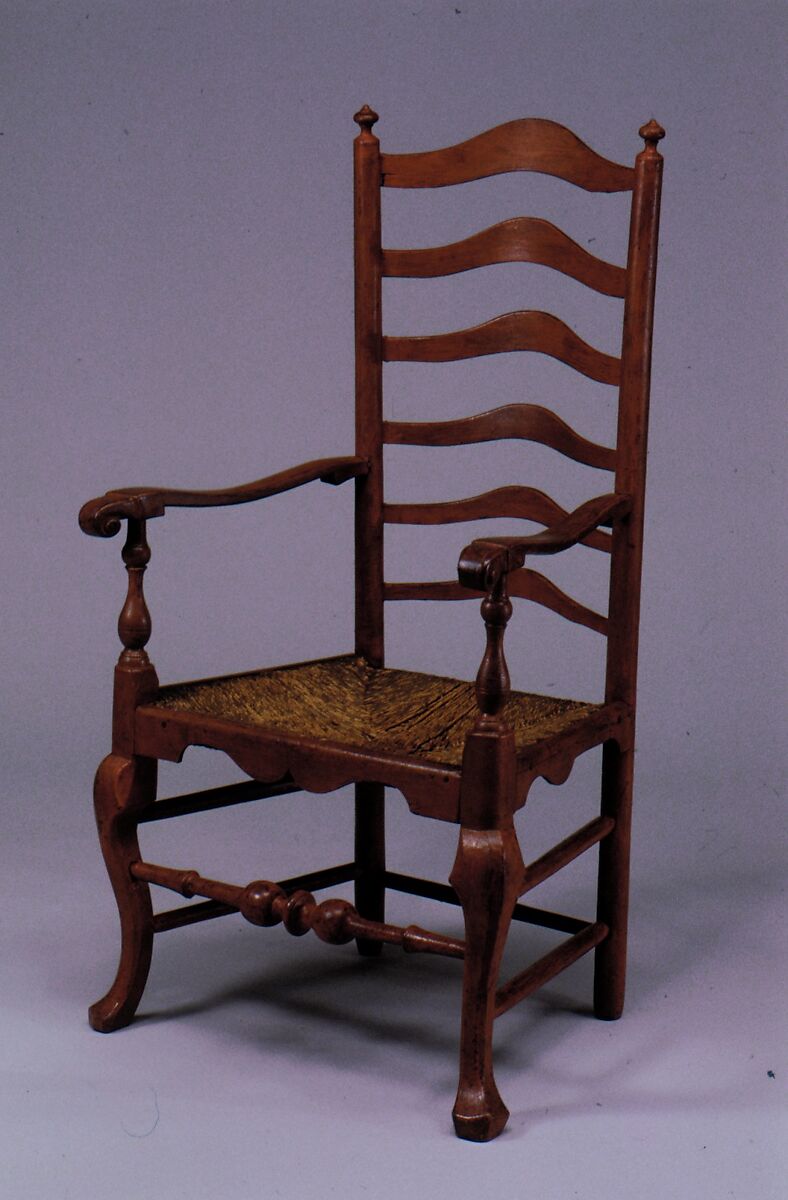 Armchair, Attributed to the Workshop of Solomon Fussell (active ca. 1726–50), Painted maple; rush (modern), American