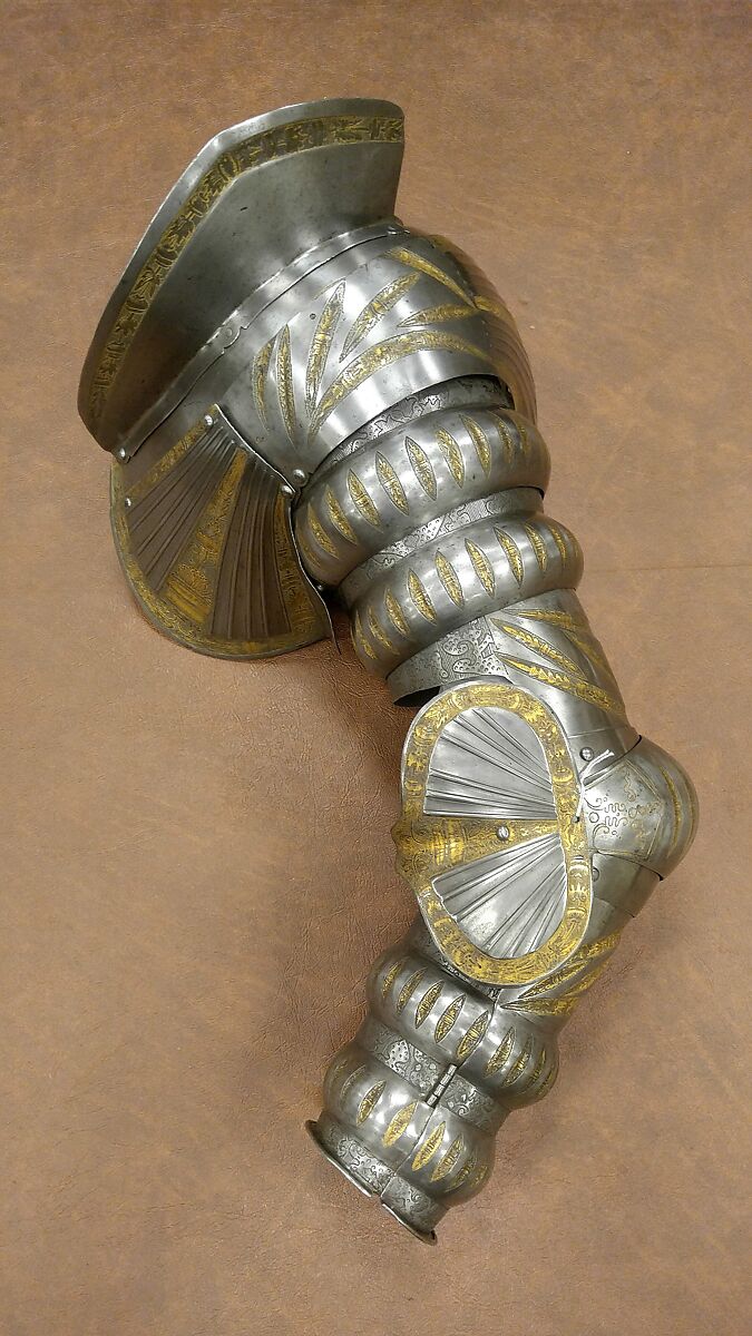 Armor, Helmet attributed to Kolman Helmschmid (German, Augsburg 1471–1532), Steel, gold, leather, German, Augsburg and Landshut