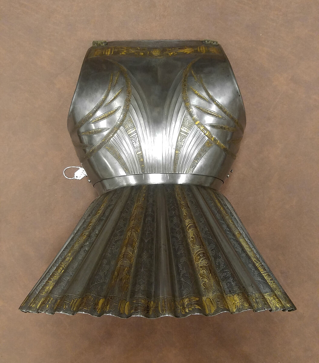 Armor, Helmet attributed to Kolman Helmschmid (German, Augsburg 1471–1532), Steel, gold, leather, German, Augsburg and Landshut