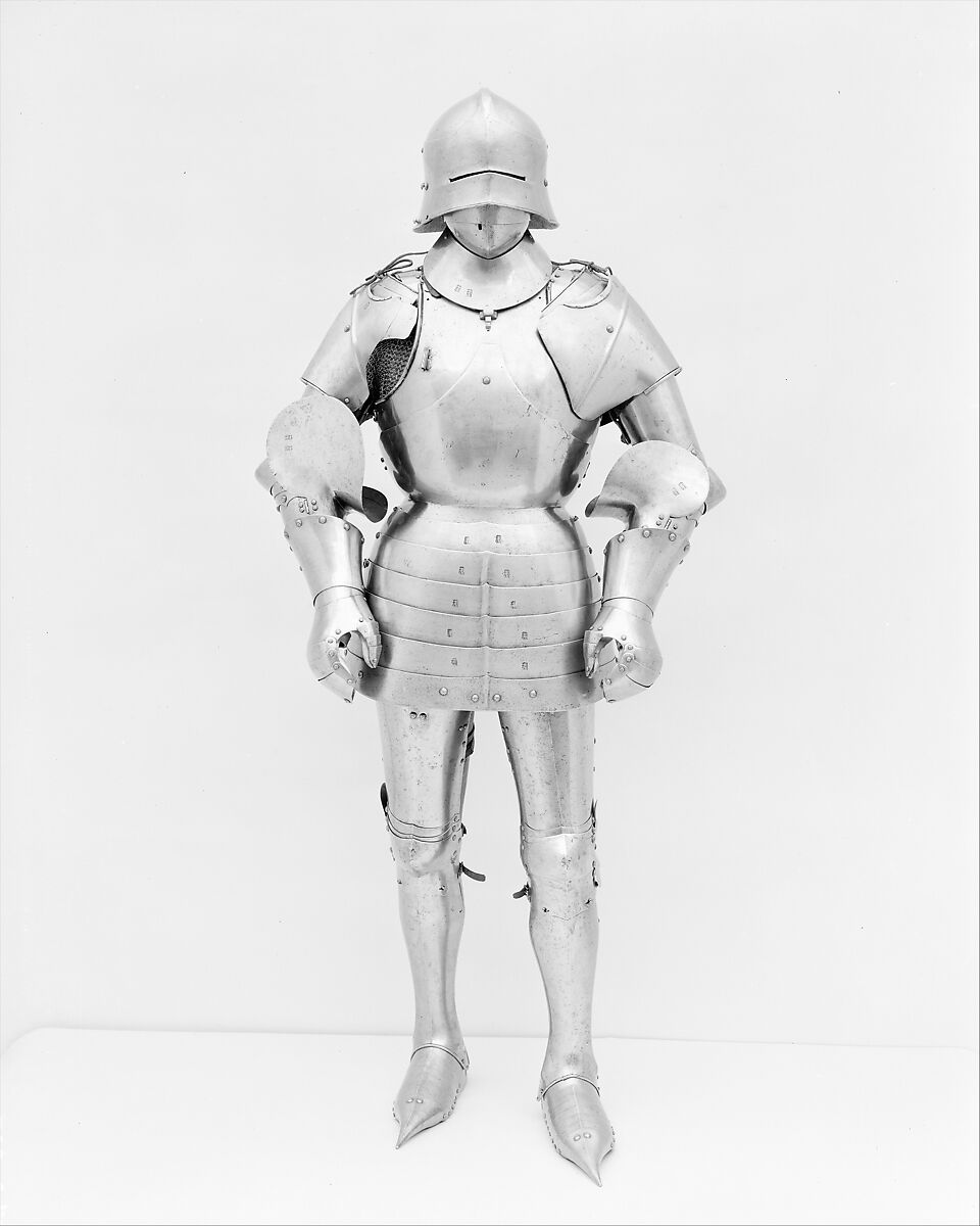 Armor in the style of the 15th century, Steel, leather, Italian 