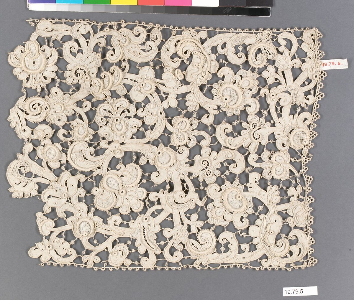 Fragment, Needle lace, gros point lace, Italian, Venice