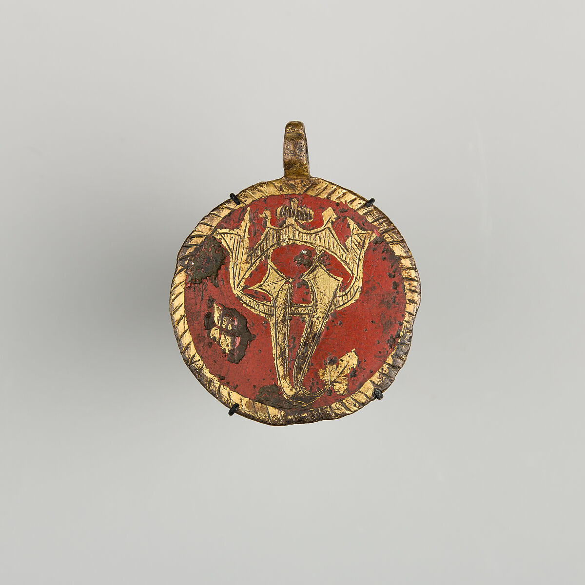 Pendant for Horse Trappings, Copper alloy, enamel, gold, Spanish 