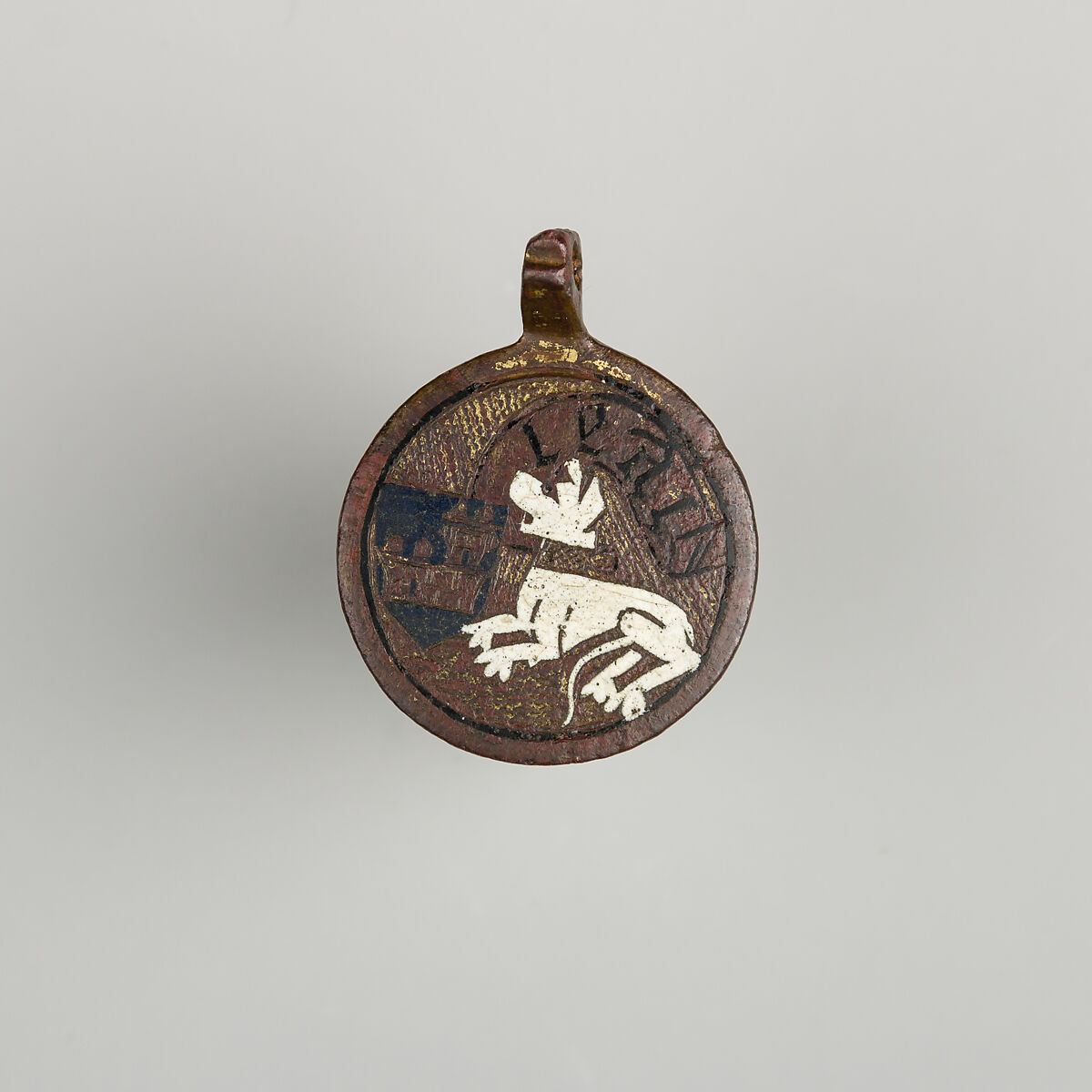 Pendant for Horse Trappings, Copper alloy, enamel, gold, Spanish 