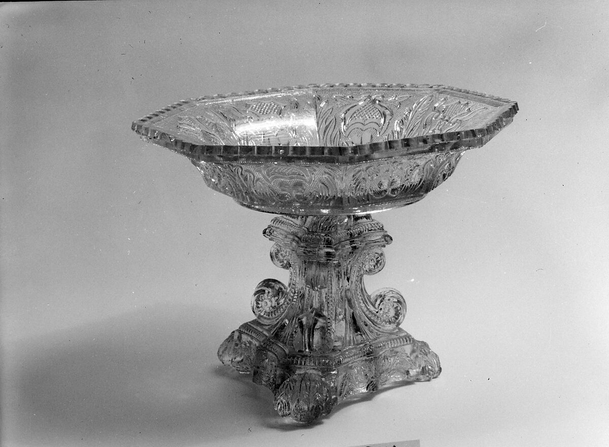 Compote, Lacy pressed glass, American 