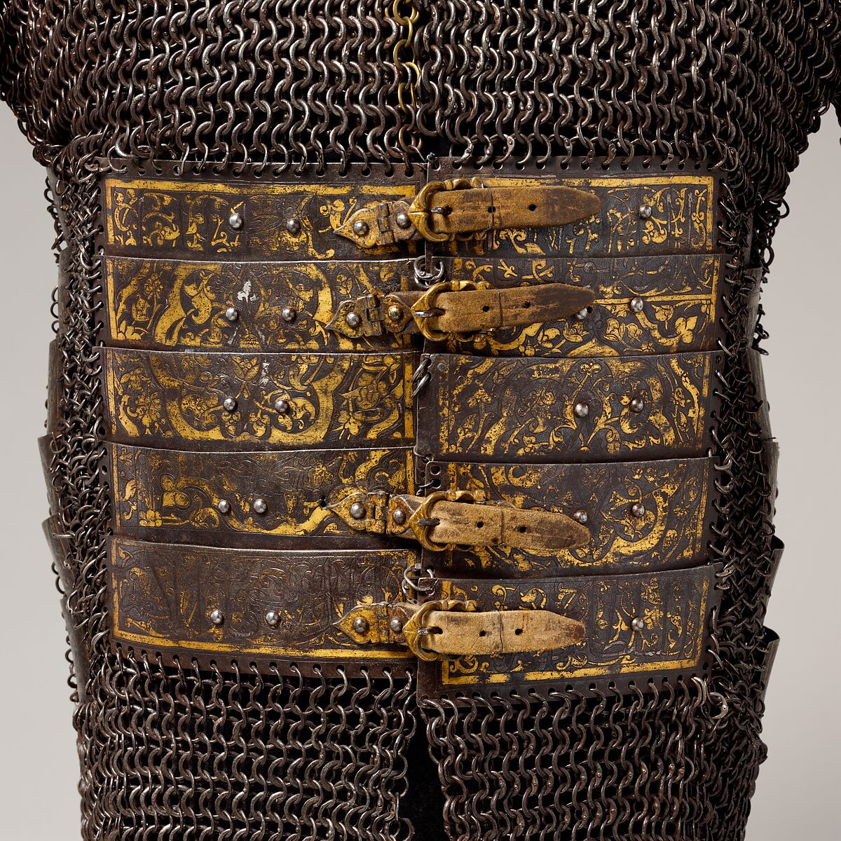 Shirt of Mail and Plate, Steel, iron, copper alloy, gold, silver, leather, Iranian or Turkish