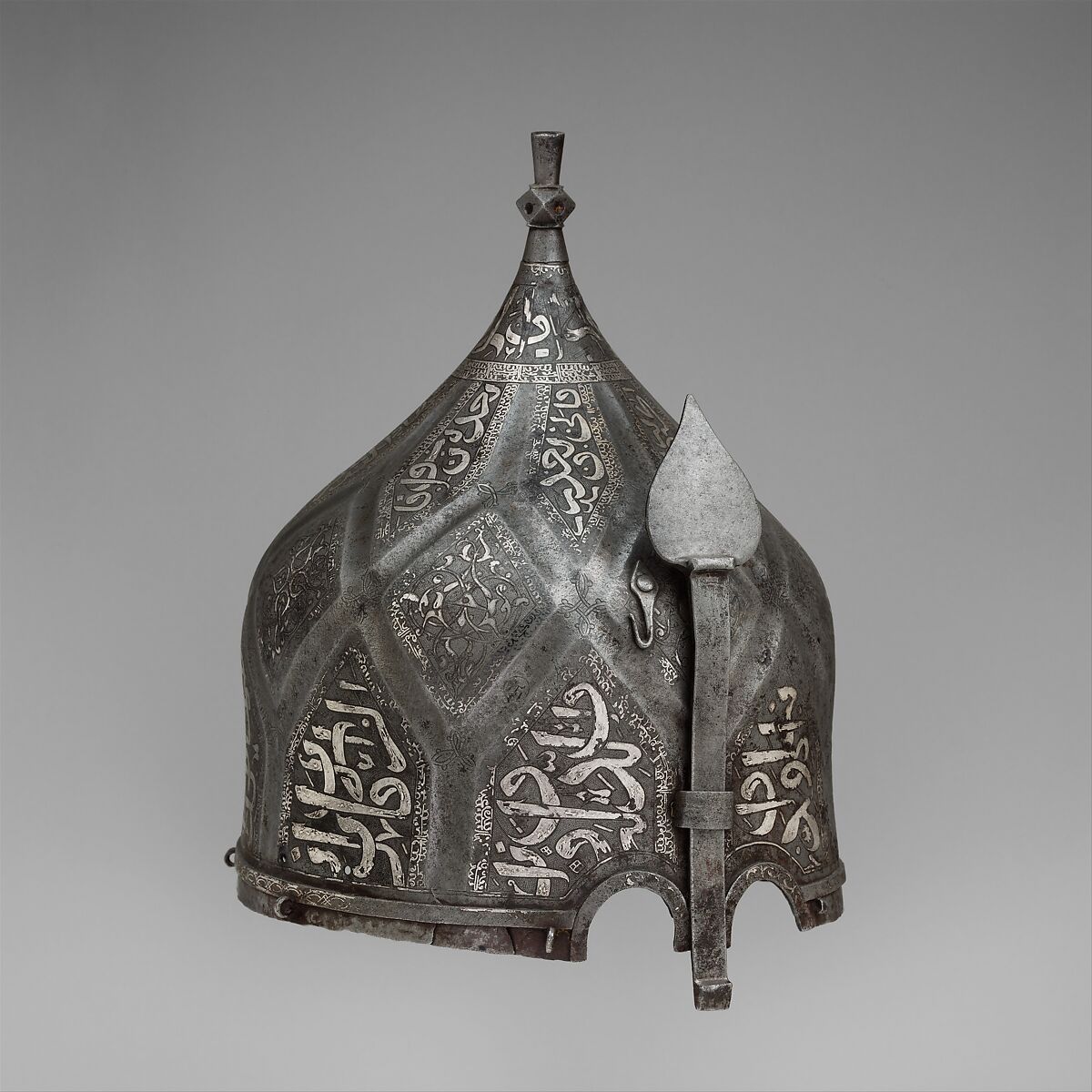 Turban Helmet, Steel, iron, silver, Turkish, in the style of Turkman armor