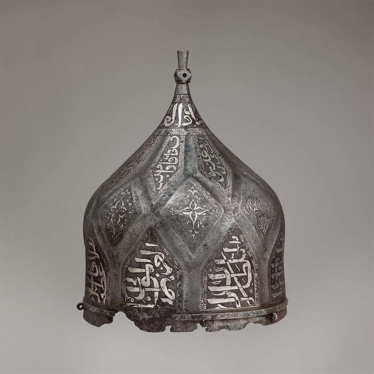 Turban Helmet, Steel, iron, silver, Turkish, in the style of Turkman armor