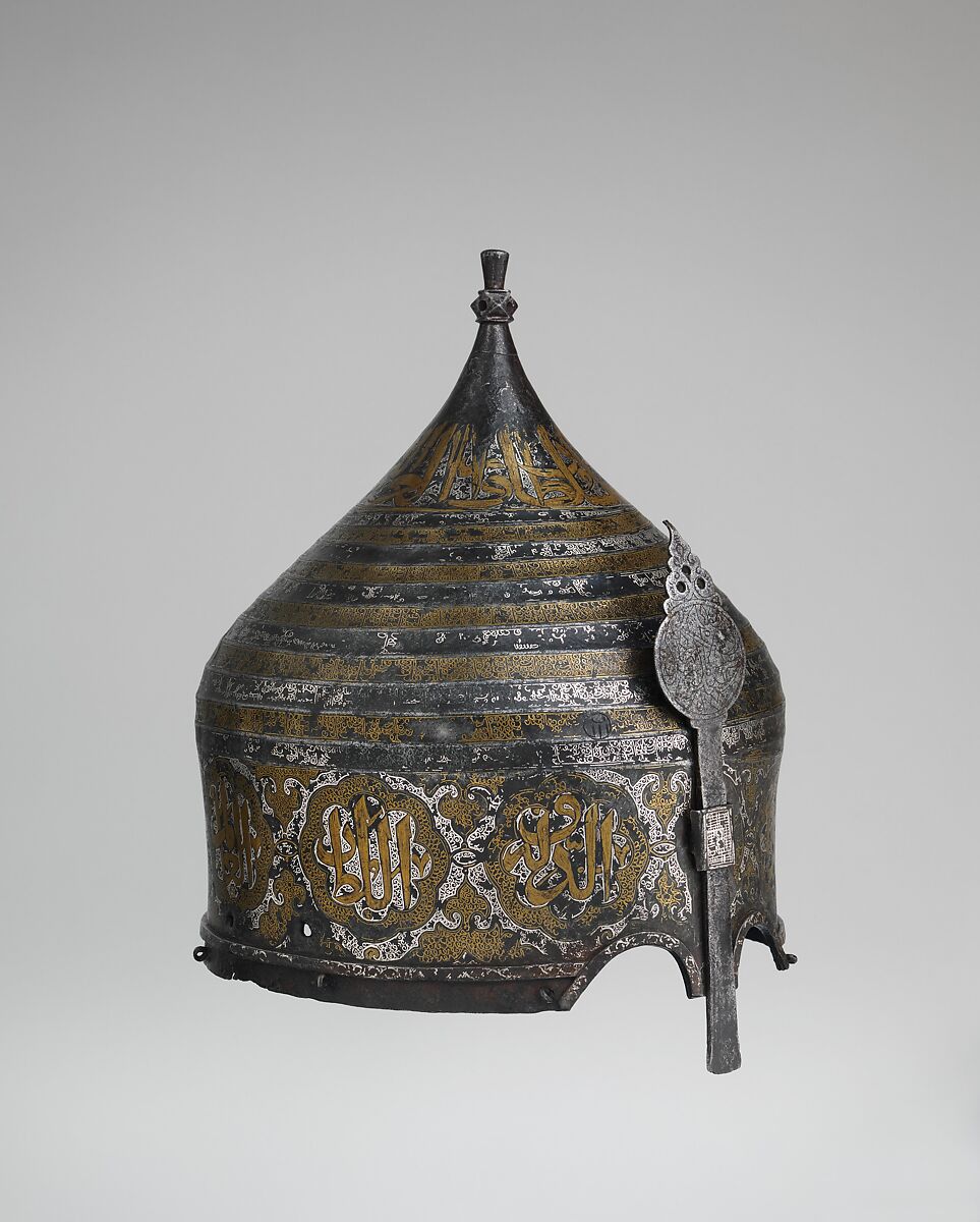 Turban Helmet, Steel, iron, silver, copper alloy, Western Iranian, in the style of Turkman armor