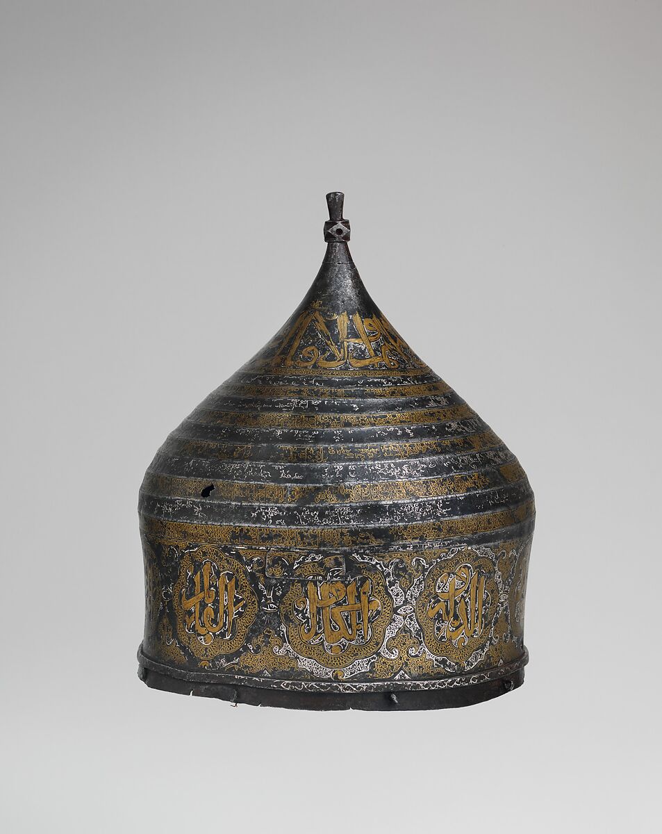 Turban Helmet, Steel, iron, silver, copper alloy, Western Iranian, in the style of Turkman armor