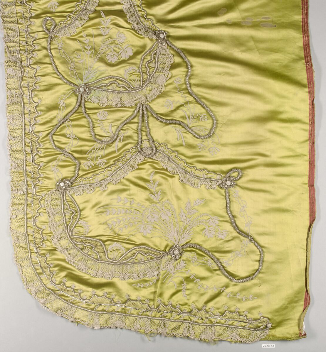 Piece of a costume, Silk, metal, lace, French