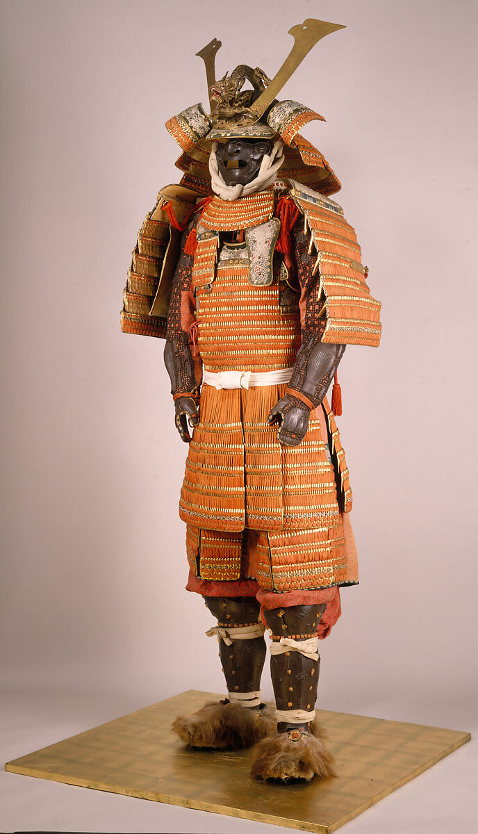 Armor (Gusoku), Iron, leather, lacquer, silk, copper alloy, Japanese