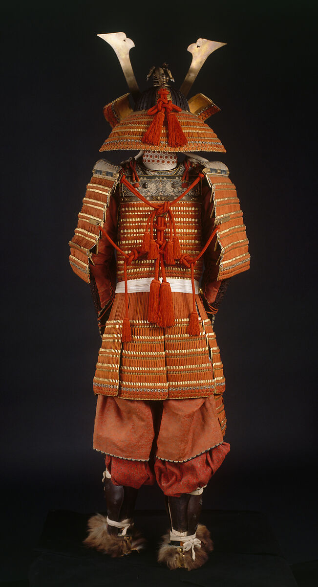 Armor (Gusoku), Iron, leather, lacquer, silk, copper alloy, Japanese