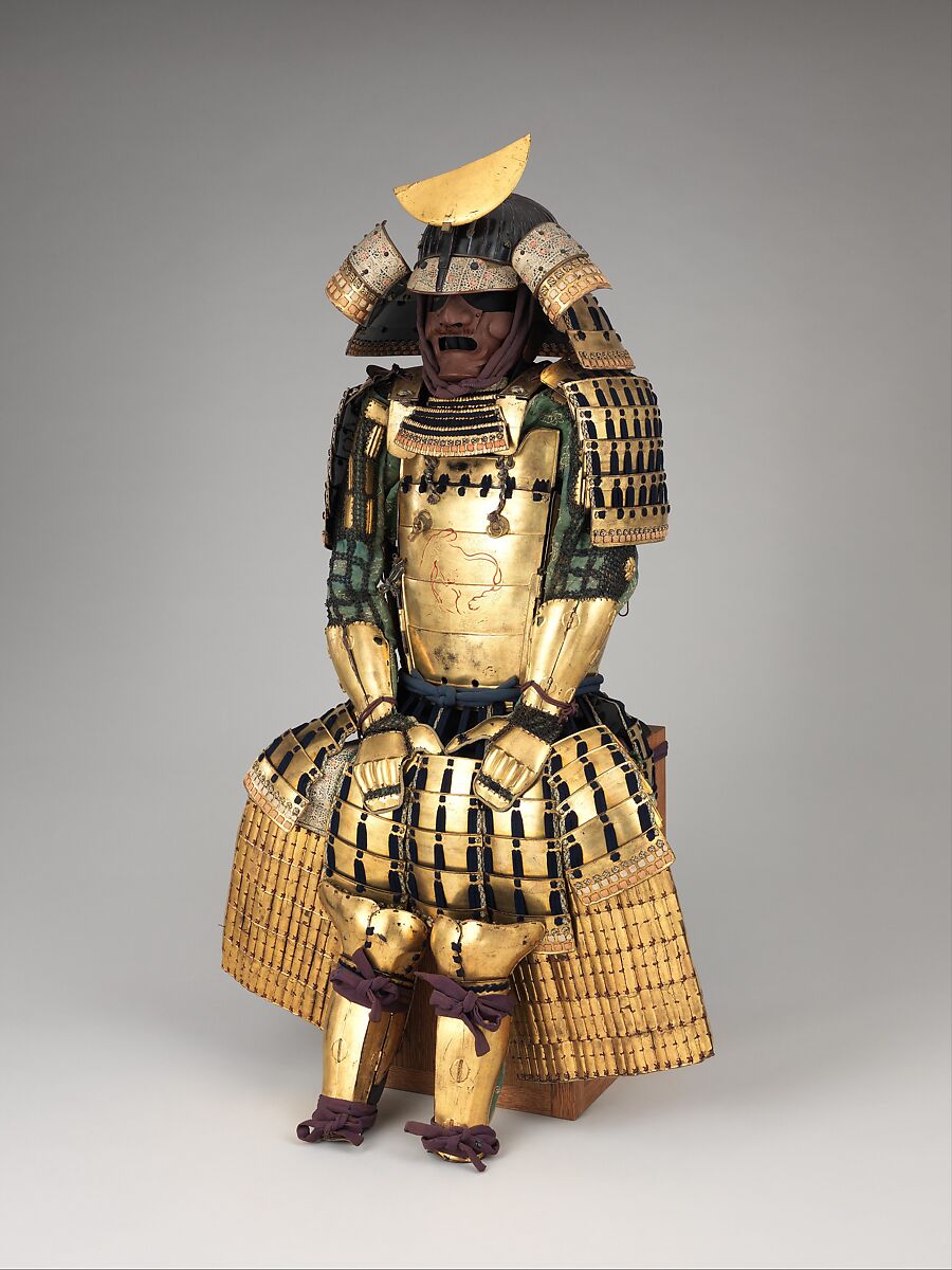 Armor (<i>Gusoku</i>), Inscribed by Yukinoshita Sadaiyé (Japanese, active 17th century), Iron, lacquer, silk, gilt copper, Japanese