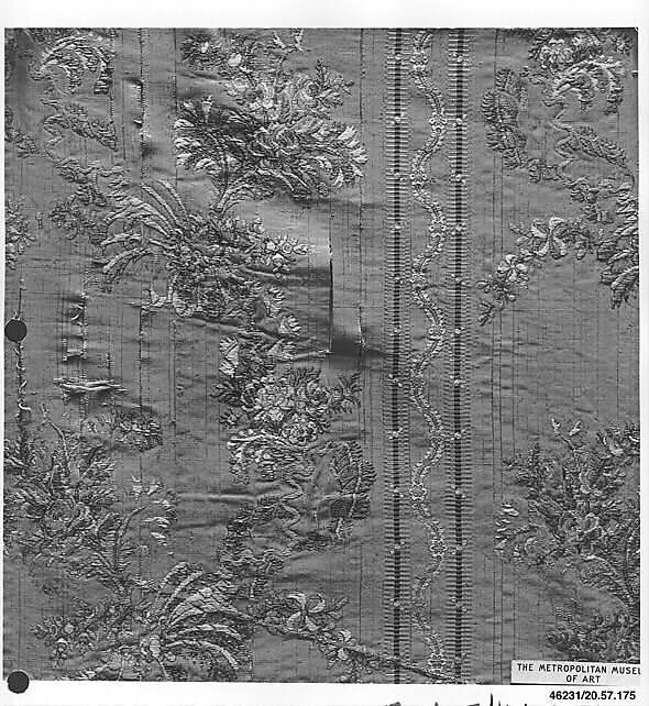 Piece, Silk and metal thread, French 