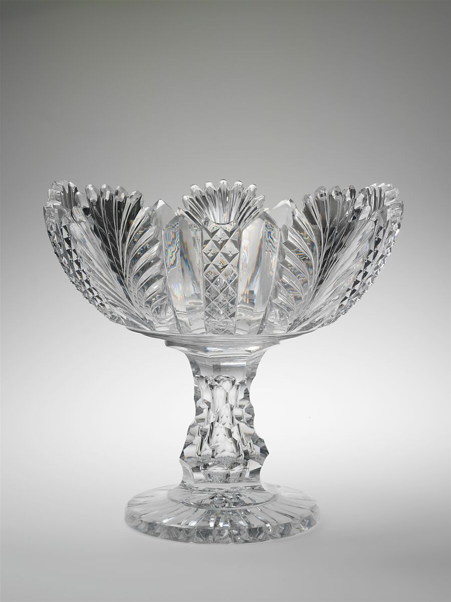 Compote, Attributed to Joseph Stouvenal and Company (New York, 1851–57), Blown and cut glass 