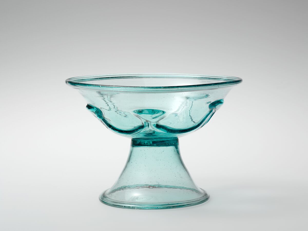 Compote, Possibly by Redwood Glass Company (1828–1868), Blown glass with applied decoration, American 
