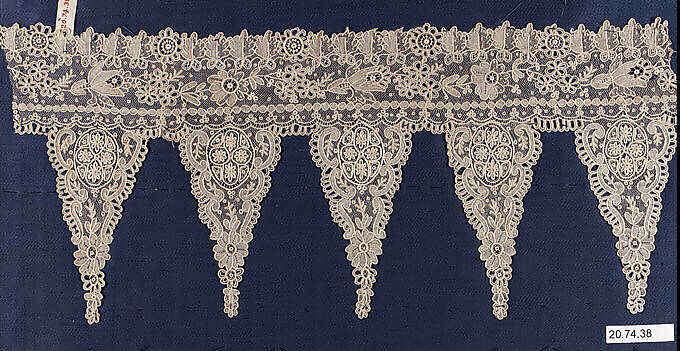 Fragment, Needle lace, Point de Gaze, French 